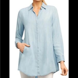 Foxcroft Blue Cici Tencel Tunic Shirt 6